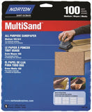 NORTON MultiSand 07660747735 Abrasive Sheet, 11 in L, 9 in W, Medium, P100 Grit, Aluminum Oxide Abrasive