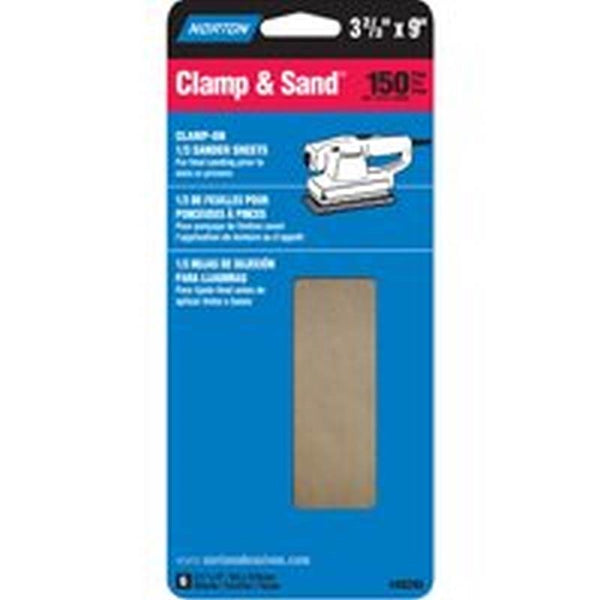 NORTON 48295 Multi-Stand Sheet, 3-2-3 in W, 9 in L, 150 Grit, Fine, Aluminum Oxide Abrasive, Paper Backing