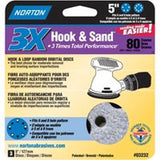 NORTON 03232 Sanding Disc, 5 in Dia, 11/16 in Arbor, Coated, P80 Grit, Coarse, Alumina Ceramic Abrasive, Spiral