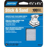 NORTON MultiSand 05452 Sanding Sheet, 4-1/2 in L, 4-1/2 in W, Medium, 100 Grit, Adhesive Backing
