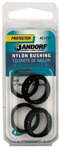 Jandorf 61439 Conduit Bushing, Nylon, Black, 5/8 in Dia Panel Hole, 0.406 in Thick Panel