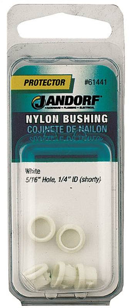 Jandorf 61441 Conduit Bushing, Nylon, White, 1/4 in Dia Panel Hole, 0.237 in Thick Panel