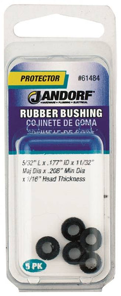 Jandorf 61484 Conduit Bushing, 0.177 in Dia Cable, Rubber, Black, 1/16 in Thick Panel