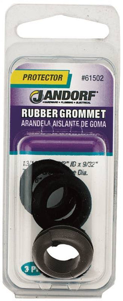 Jandorf 61502 Grommet, Rubber, Black, 9/32 in Thick Panel