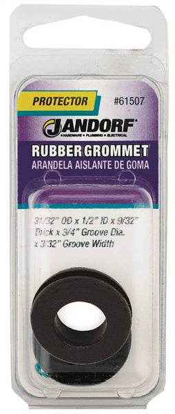 Jandorf 61507 Grommet, Rubber, Black, 9/32 in Thick Panel