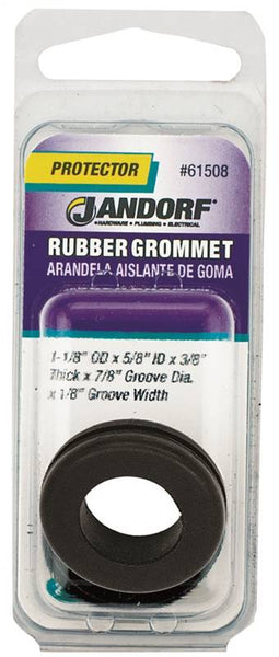 Jandorf 61508 Grommet, Rubber, Black, 3/8 in Thick Panel