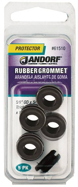 Jandorf 61510 Grommet, Rubber, Black, 1/4 in Thick Panel