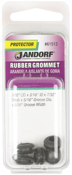 Jandorf 61512 Grommet, Rubber, Black, 7/32 in Thick Panel