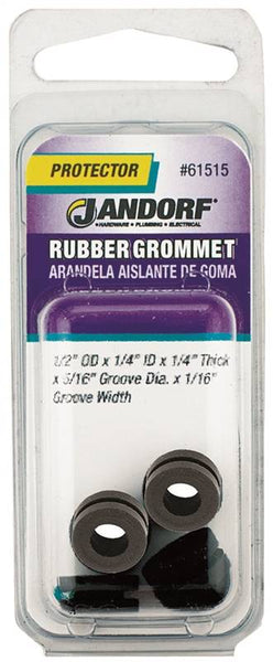 Jandorf 61515 Grommet, Rubber, Black, 1/4 in Thick Panel