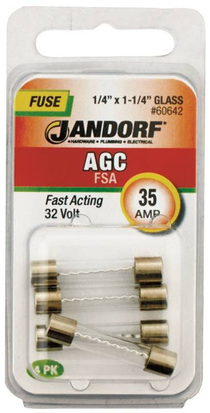 Jandorf 60642 Fast Acting Fuse, 35 A, 32 V, 70 A Interrupt, Glass Body