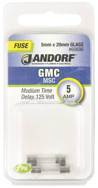 Jandorf 60696 Time Delay Fuse, 5 A, 125 V, 10 kA Interrupt, Glass Body