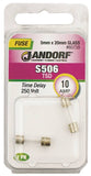 Jandorf 60739 Time Delay Fuse, 10 A, 250 V, 100 A Interrupt, Glass Body