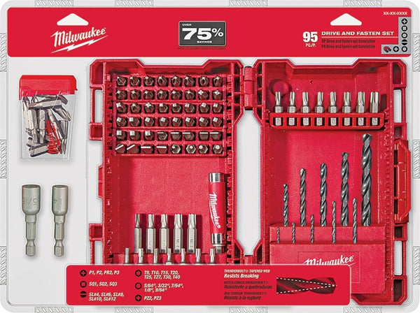 Milwaukee 48-89-1561 Drill/Drive Set, 95-Piece, Steel, Black Oxide