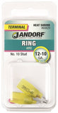 Jandorf 60829 Ring Terminal, 12 to 10 AWG Wire, #10 Stud, Copper Contact, Yellow