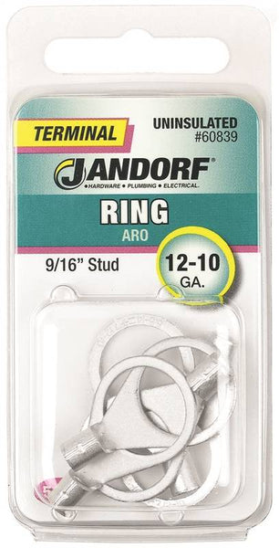 Jandorf 60839 Ring Terminal, 12 to 10 AWG Wire, 9/16 in Stud, Copper Contact