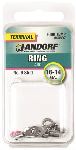 Jandorf 60897 Ring Terminal, 16 to 14 AWG Wire, #6 Stud