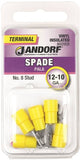 Jandorf 60998 Spade Terminal, 600 V, 12 to 10 AWG Wire, #8 Stud, Vinyl Insulation, Copper Contact, Yellow