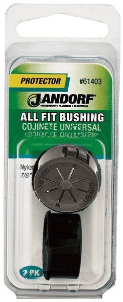 Jandorf 61403 Conduit Bushing, 9/16 in Dia Cable, Nylon, Black, 7/8 in Dia Panel Hole, 0.453 in Thick Panel