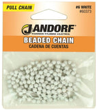 Jandorf 60373 Beaded Chain with Connector, 3 ft L, White