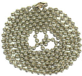 Jandorf 94991 Beaded Chain with Connector, 3 ft L, Steel, Nickel