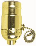 Jandorf 60411 Pull Chain Lamp Socket, 250 V, 250 W, Brass Housing Material, Yellow