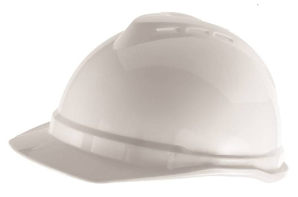 MSA 10034018 Hard Hat, 4-Point Fas-Trac III Suspension, Polyethylene Shell, White