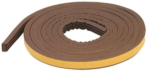 M-D 63644 Weatherstrip Tape, 19/32 in W, 10 ft L, EPDM Rubber, Brown