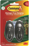 Command 17086S-AW Terrace Hook, 3 lb, 2-Hook, Plastic, Slate