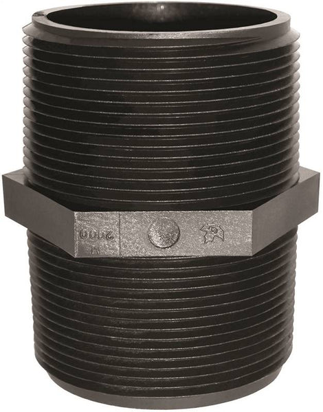 GREEN LEAF M 1120 P Pipe Nipple, 1-1/2 in, MNPT, Black