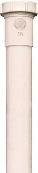 Plumb Pak PP55-12W Pipe Extension Tube, 1-1/2 in, 12 in L, Slip Joint, Polypropylene, White