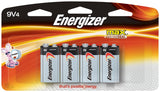 Energizer 522BP-4H Battery, 9 V Battery, 625 mAh, Alkaline, Manganese Dioxide, Zinc