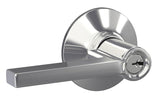 Schlage F Series F51AVLAT625 Entry Door Lock, 1 Grade, Keyed Key, Metal, Bright Chrome, Lever Handle, C Keyway