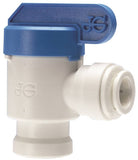 John Guest PPSV500822WP Elbow Shut-Off Valve, 1/4 in Connection, Tube x NPTF, 150 psi Pressure, Polypropylene Body