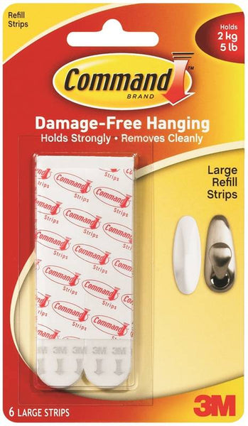 Command 17023P Refill Strip, 3/4 in W, 3-5/8 in L, White