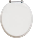 ProSource T-17WMC Toilet Seat, Round, MDF Molded Fiberboard, White, Bar Hinge