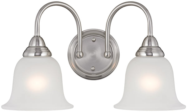 Boston Harbor LYB130928-2VL-BN Wall Sconce, 60 W, 2-Lamp, A19 or CFL Lamp, Steel Fixture, Brushed Nickel Fixture