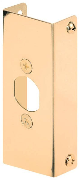 Defender Security U 9567 Door Edge Reinforcer, 1-3/4 in Thick Door, Solid Brass, Brass, 4-1/2 in H, 1 in W