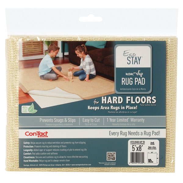Con-Tact V14738 Rug Pad, 8 ft L, 5 ft W, Non-Slip Surface, Polyester