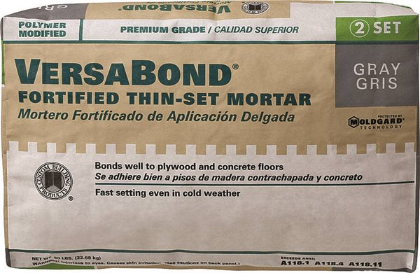 CUSTOM VersaBond Flex Series MTSG50 Thin-Set Mortar, Gray, Powder, 50 lb Bag