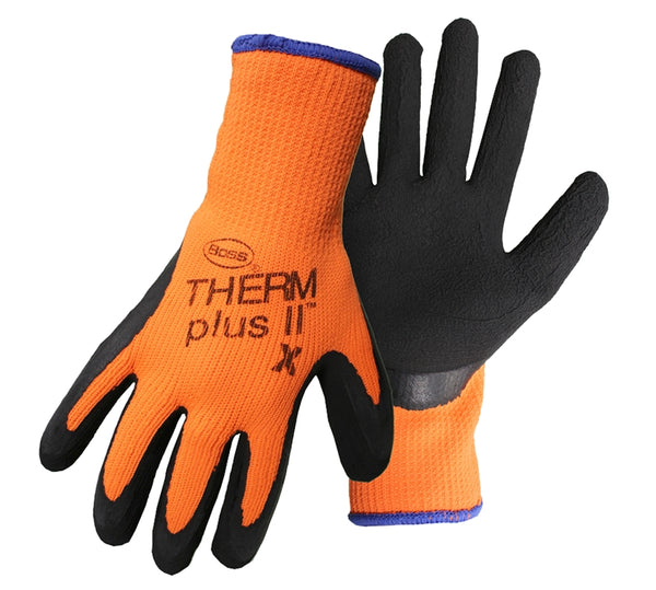 BOSS 7843L Extra-Heavy, Stretchable Gloves, L, Knit Wrist Cuff, Orange