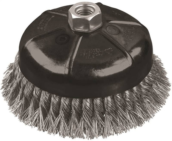 DeWALT DW4916 Wire Cup Brush, 3 in Dia, 5/8-11 Arbor/Shank, 0.02 in Dia Bristle, 1-1/8 in L Bristle Trim