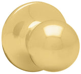 Kwikset 200P3RCLRCS Door Knob, Polished Brass, 1-3/8 to 1-3/4 in Thick Door, 2-1/4 in Strike