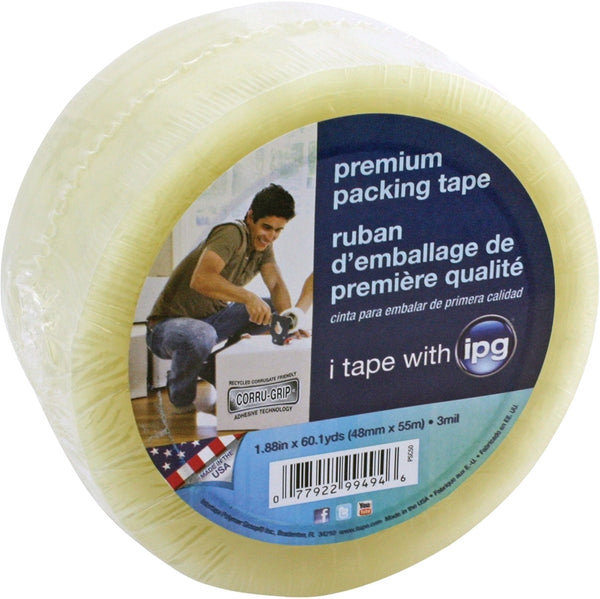 IPG PSC50 Packaging Tape, 60 yd L, 1.88 in W, Polypropylene Backing, Clear