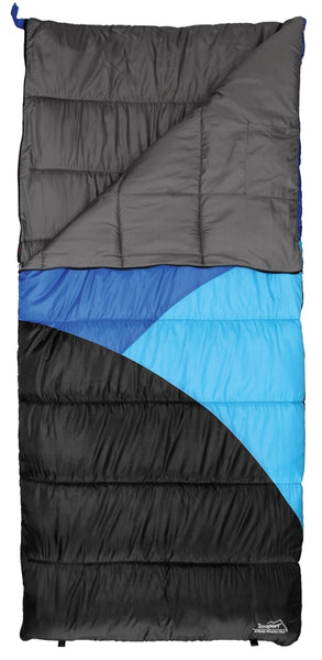 Texsport 15237 Sleeping Bag, 75 in L, 33 in W, Polyester, Black/Dark Blue/Gray/Light Blue
