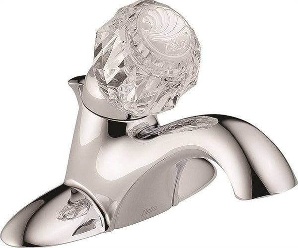 DELTA Classic Series 522-DST Bathroom Faucet, 1.2 gpm, 1-Faucet Handle, Brass, Chrome Plated, Knob Handle, Rigid Spout