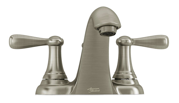 American Standard Marquette Series 7764SF Bathroom Faucet, 1.5 gpm, 2-Faucet Handle, Metal, Brushed Nickel, Lever Handle