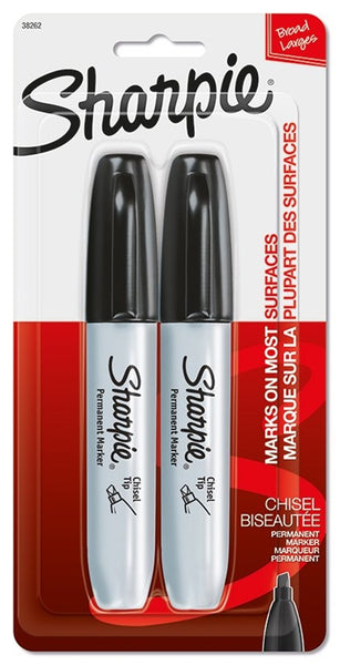 Sharpie 38262PP Permanent Marker, Chisel Lead/Tip, Large Lead/Tip, Black Lead/Tip