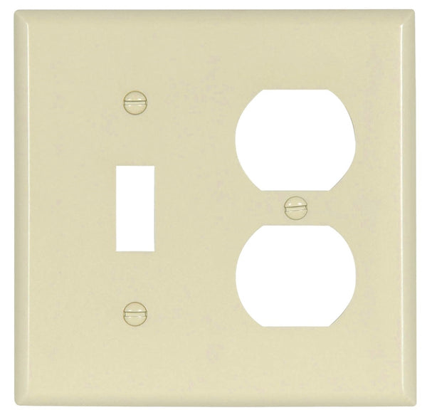 Eaton Wiring Devices 2138LA-BOX Combination Wallplate, 4-1/2 in L, 4-9/16 in W, 2 -Gang, Thermoset, Light Almond