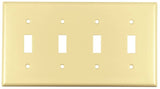 Eaton Wiring Devices 2154V-BOX Wallplate, 4-1/2 in L, 8.19 in W, 4 -Gang, Thermoset, Ivory, High-Gloss