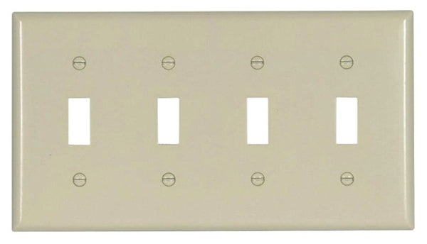 EATON 2154LA-BOX Switch Wallplate, 4-1/2 in L, 8.19 in W, 4 -Gang, Thermoset, Light Almond